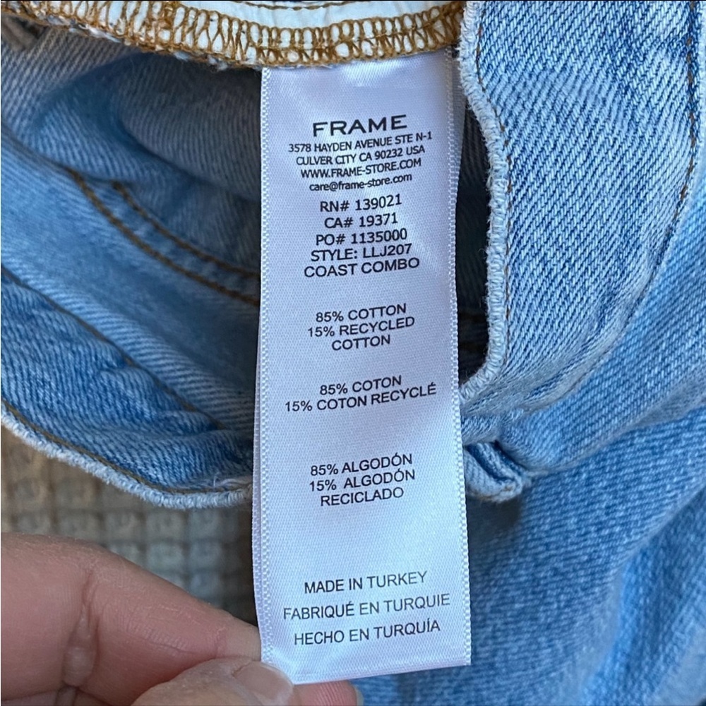 FRAME Layered Look Distressed Straight Jeans Coast Combo Size 27 - Picture 16 of 16
